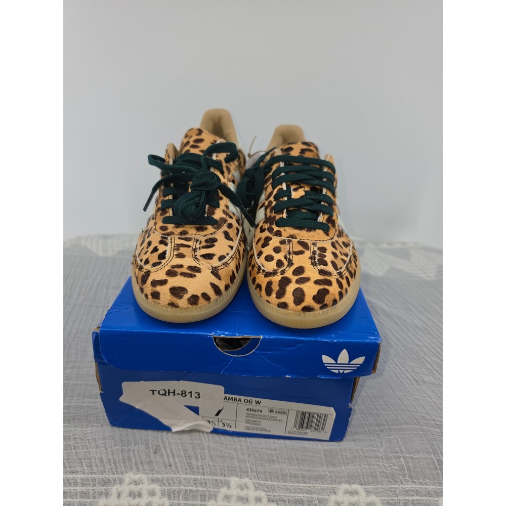 Adidas Samba OG W Leopard Print Pony Hair Sneakers IE6674 Womens 7 New